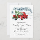 Vintages Red Truck Weihnachtsfeiertag Open House Einladung (Vorderseite)