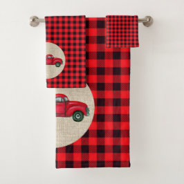 Vintages Red Truck Weihnachtshandtuch Set