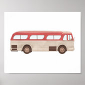 Vintages Red Watercolor Busplakat Poster (Vorne)