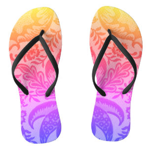 Vintages Regenbogen-Botanisches Muster Badesandalen