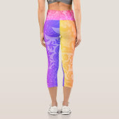 Vintages Regenbogen-Botanisches Muster Capri Leggings (Rückseite)
