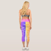 Vintages Regenbogen-Botanisches Muster Capri Leggings (Rückseite)