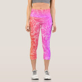 Vintages Regenbogen-Botanisches Muster Capri Leggings (Vorderseite)