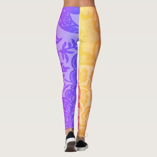 Vintages Regenbogen-Botanisches Muster Leggings (Rückseite)