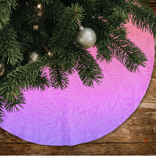 Vintages Regenbogen Ombre Blumenmuster Polyester Weihnachtsbaumdecke