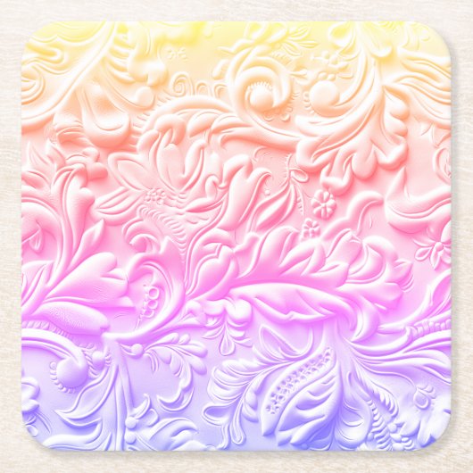 Vintages regenbogengefertigtes Leder Rechteckiger Pappuntersetzer (Vorderseite)