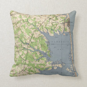 Vintages Rehoboth u. Bethany Beach DE Map (1944) Kissen