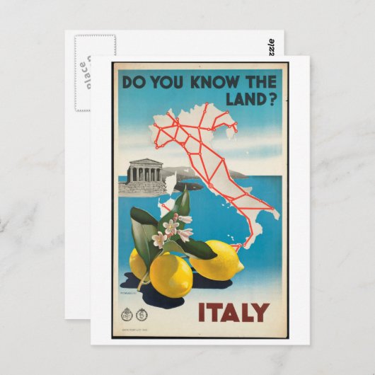 Vintages Reise Italiens - Italiens Plakat Postkarte (Vorne/Hinten)