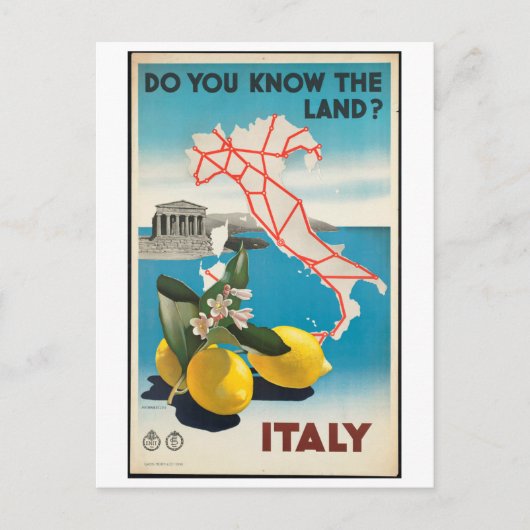 Vintages Reise Italiens - Italiens Plakat Postkarte (Vorderseite)