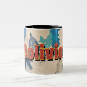 Vintages Reise-Plakat Boliviens Zweifarbige Tasse