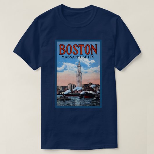 Vintages Reise-Plakat Boston-Hafen-Massachusetts T-Shirt (Design vorne)