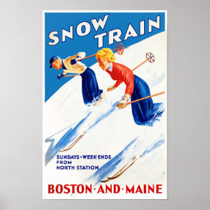 Vintages Reise-Plakat Bostons Maine wieder Poster