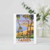 Vintages Reise-Plakat Cannes Postkarte (Stehend Vorderseite)