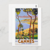 Vintages Reise-Plakat Cannes Postkarte (Vorne/Hinten)