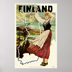 Vintages Reise-Plakat Finnland Poster