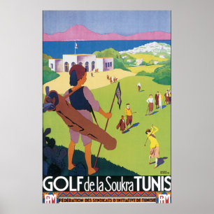 Vintages Reise-Plakat Golf de La Soukra Tunis Poster