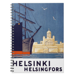 Vintages Reise-Plakat Helsinkis wieder hergestellt Notizblock