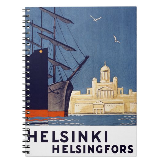 Vintages Reise-Plakat Helsinkis wieder hergestellt Notizblock (Vorderseite)