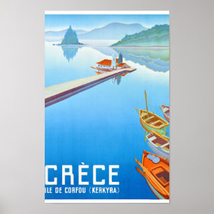 Vintages Reise-Plakat Korfus, Griechenland wieder Poster