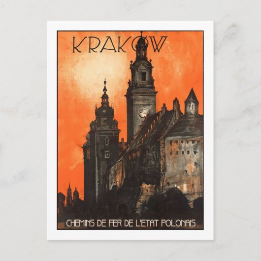 Vintages Reise-Plakat, Krakau Postkarte (Vorderseite)