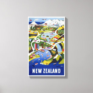 Vintages Reise-Plakat Neuseelands Wellington Leinwanddruck