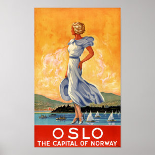 Vintages Reise-Plakat Oslos Norwegen wieder Poster