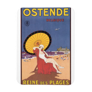 Vintages Reise-Plakat Ostende-Belgique Magnet