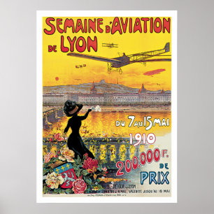 Vintages Reise-Plakat Semaine d Luftfahrtdes Lyon Poster