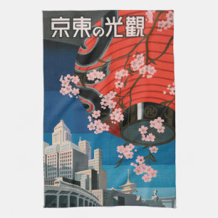 Vintages Reise-Plakat-Tuch Dreißigerjahre Tokyos Küchentuch