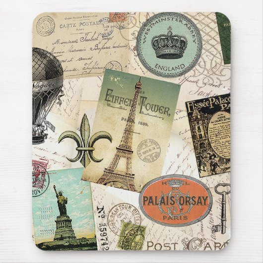 Vintages Reisecollage mousepad (Vorne)