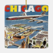 Vintages Reiseflugzeug von Retro Chicago Keramikornament (Rückseite)