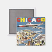 Vintages Reiseflugzeug von Retro Chicago Magnet (Vorderseite/Rückseite)