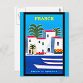 Vintages Reiseplakat an der Côte d'Azur Postkarte (Vorne/Hinten)