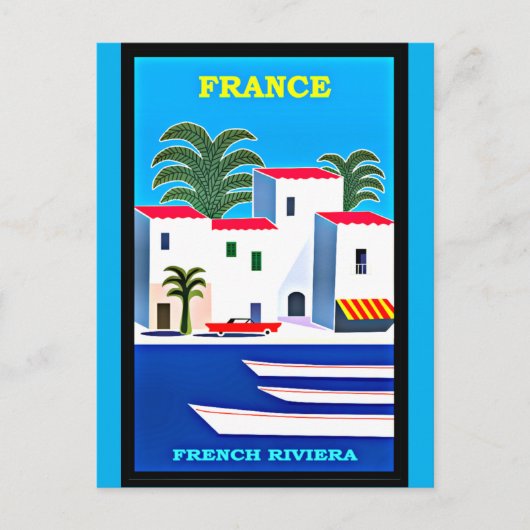 Vintages Reiseplakat an der Côte d'Azur Postkarte (Vorderseite)