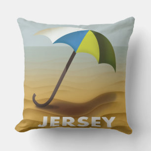 Vintages Reiseplakat aus Jersey. Jigsaw Puzzle Kissen