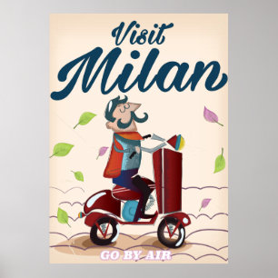 Vintages Reiseplakat Besuchs-Mailand-Cartoon Poster