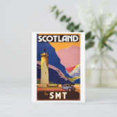 "Vintages Reiseplakat der Busgesellschaft Scotland Postkarte (Stehend Vorderseite)