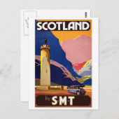"Vintages Reiseplakat der Busgesellschaft Scotland Postkarte (Vorne/Hinten)