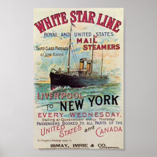 Vintages Reiseplakat der White Star Line Poster (Vorne)