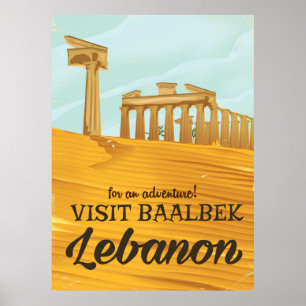 Vintages Reiseplakat des Baalbek-Tempel-Libanons Poster