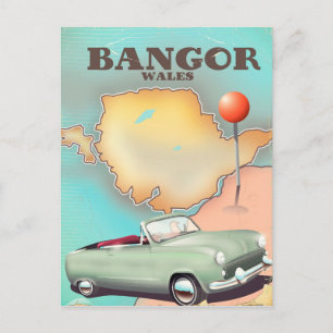Vintages Reiseplakat für Bangor Wales Postkarte
