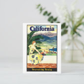 Vintages Reiseplakat für California Postkarte (Stehend Vorderseite)