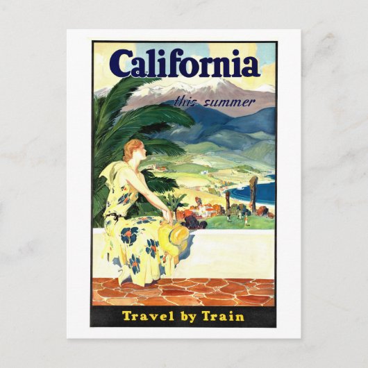 Vintages Reiseplakat für California Postkarte (Vorderseite)