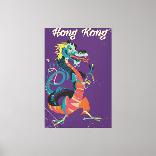 Vintages Reiseplakat für den Drachen von Hongkong Leinwanddruck