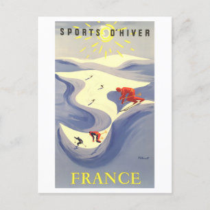 Vintages Reiseplakat für Frankreich Postkarte