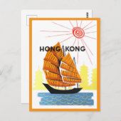 Vintages Reiseplakat für Hong Kong Postkarte (Vorne/Hinten)