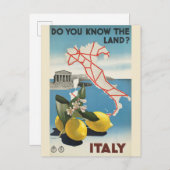 Vintages Reiseplakat für Italien Postkarte (Vorne/Hinten)
