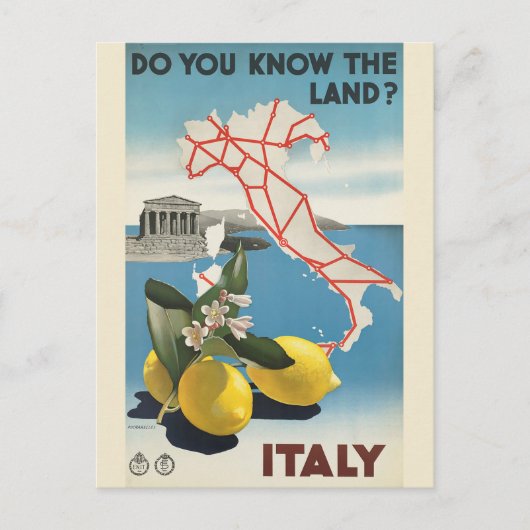 Vintages Reiseplakat für Italien Postkarte (Vorderseite)