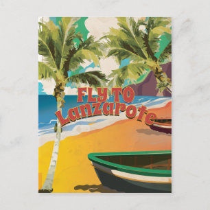 Vintages Reiseplakat für Lanzarote Postkarte