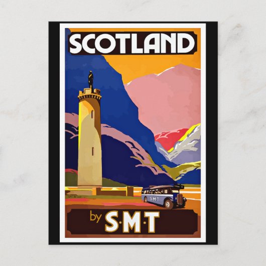 Vintages Reiseplakat für Schottland, Postkarte (Vorderseite)